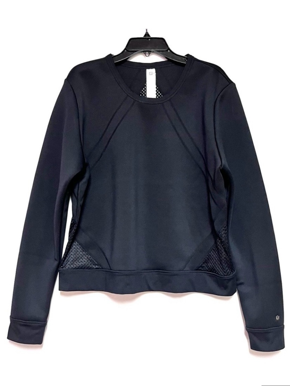 Fabletics Rory Scuba Mesh Long Sleeve Neoprene Black Pullover Top Athletic XXL